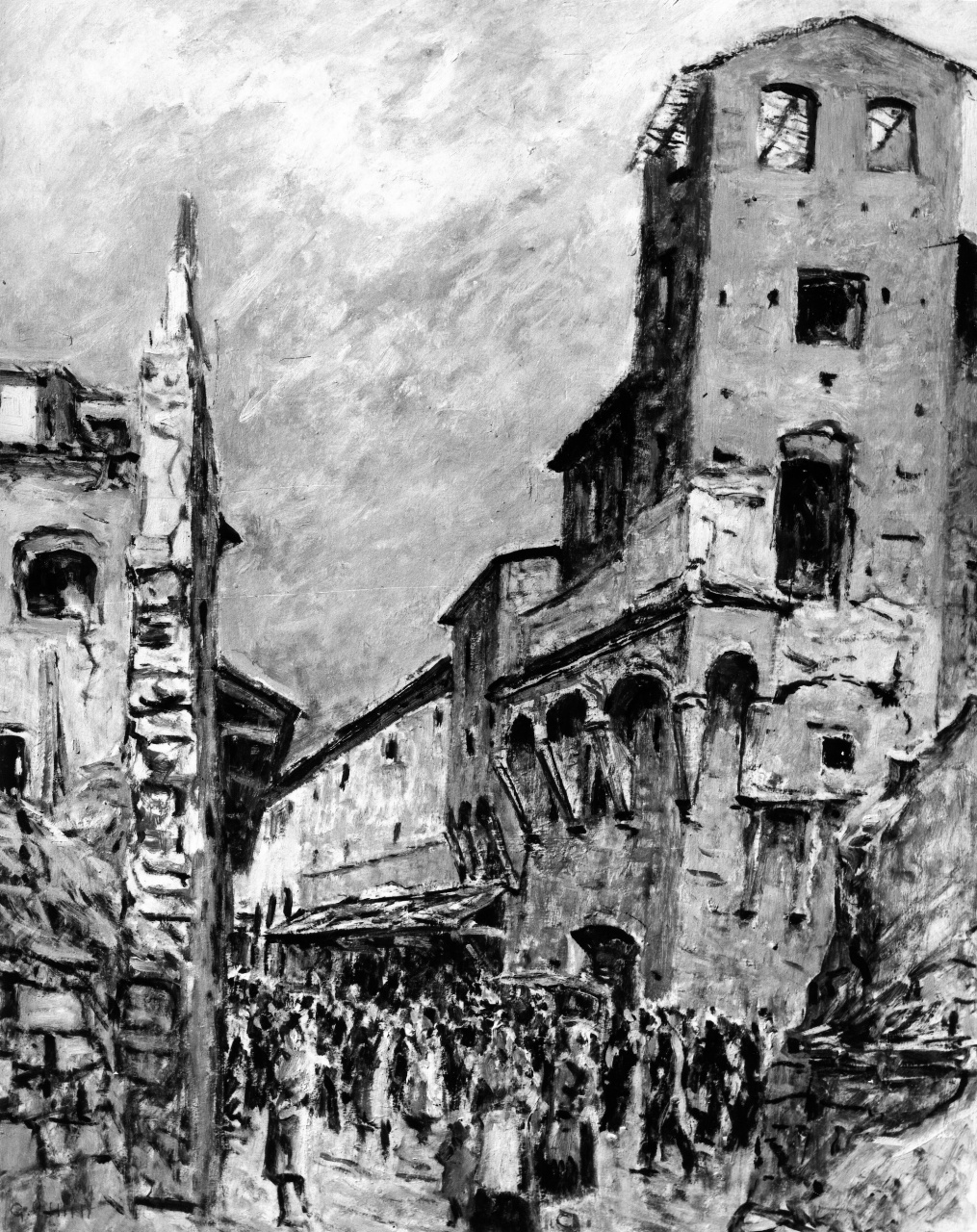 veduta del ponte Vecchio a Firenze (dipinto) di Chini Galileo (sec. XX)