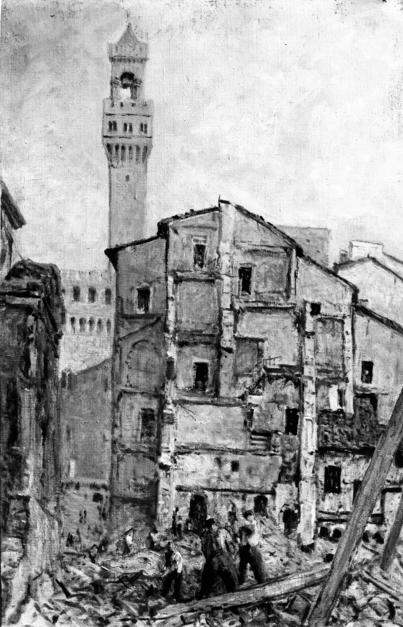 veduta di via Vacchereccia a Firenze (dipinto) di Chini Galileo (sec. XX)