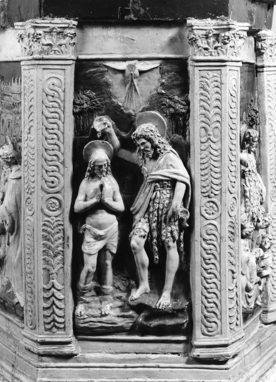 battesimo di Cristo (rilievo) di Buglioni Santi (bottega) (sec. XVI)