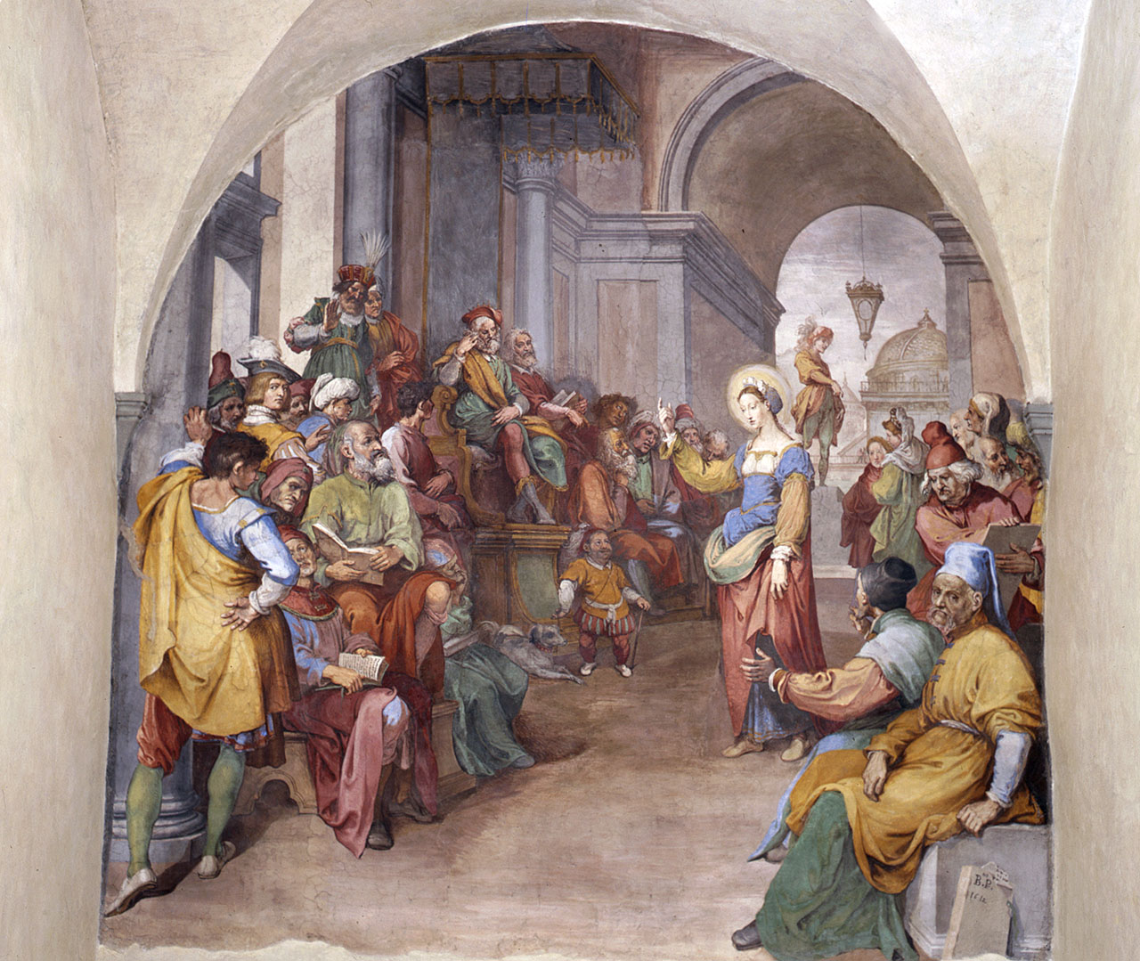 disputa di Santa Caterina d'Alessandria con i filosofi (dipinto) di Barbatelli Bernardino detto Poccetti (attribuito) (primo quarto sec. XVII)