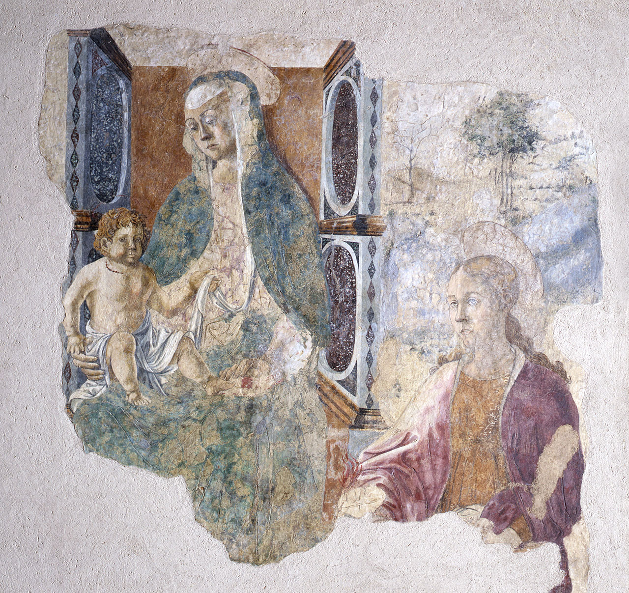 Madonna con Bambino e Santa Lucia (dipinto, frammento) di Domenico Veneziano (scuola) (seconda metà sec. XV)