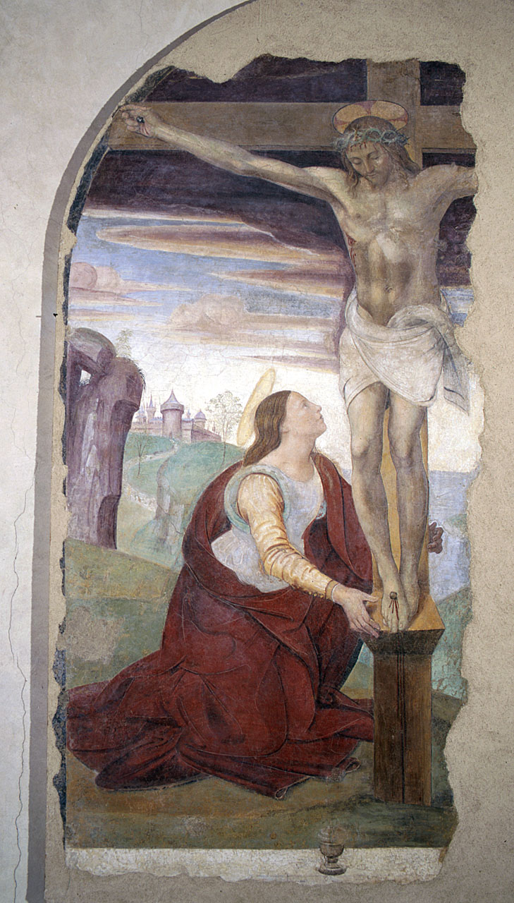 Cristo crocifisso con Santa Maria Maddalena (dipinto, frammento) di Bugiardini Giuliano (attribuito) (prima metà sec. XVI)