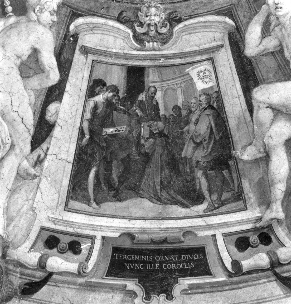 La fondazione dell'Accademia del Disegno, episodi della vita di Cosimo I de' Medici (dipinto) di Barbatelli Bernardino detto Poccetti (attribuito) (sec. XVII)