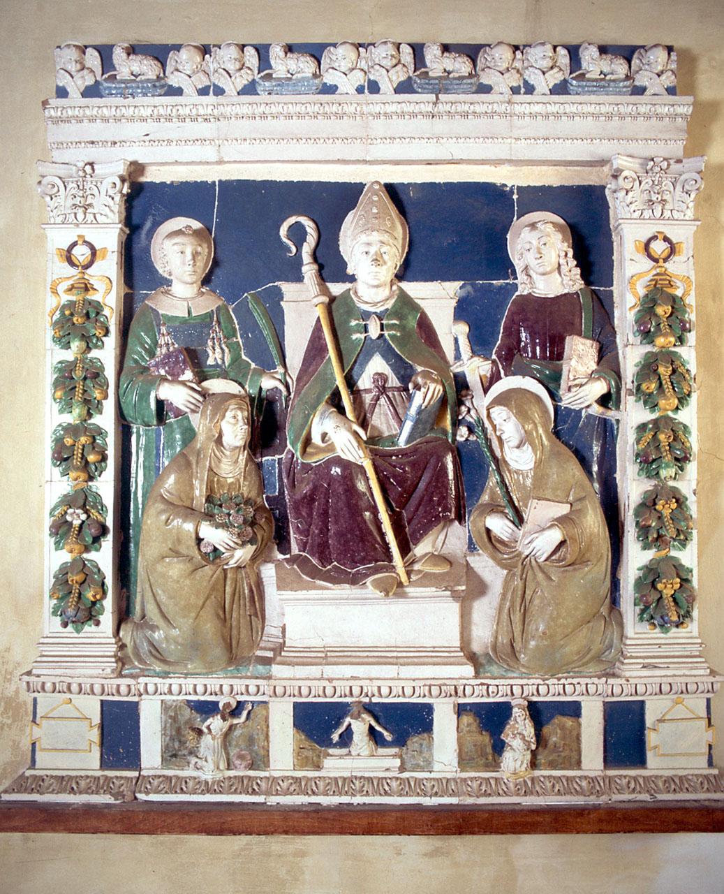 Sant'Anselmo in trono, Santi (rilievo) di Buglioni Benedetto (bottega) (primo quarto sec. XVI)