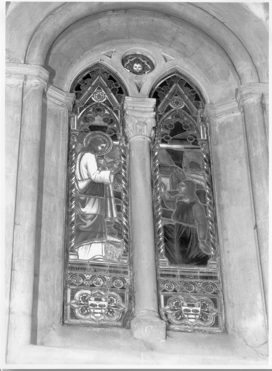 Marta incontra Cristo alle porte di Betania (vetrata) di Fanfani Rodolfo (sec. XX)