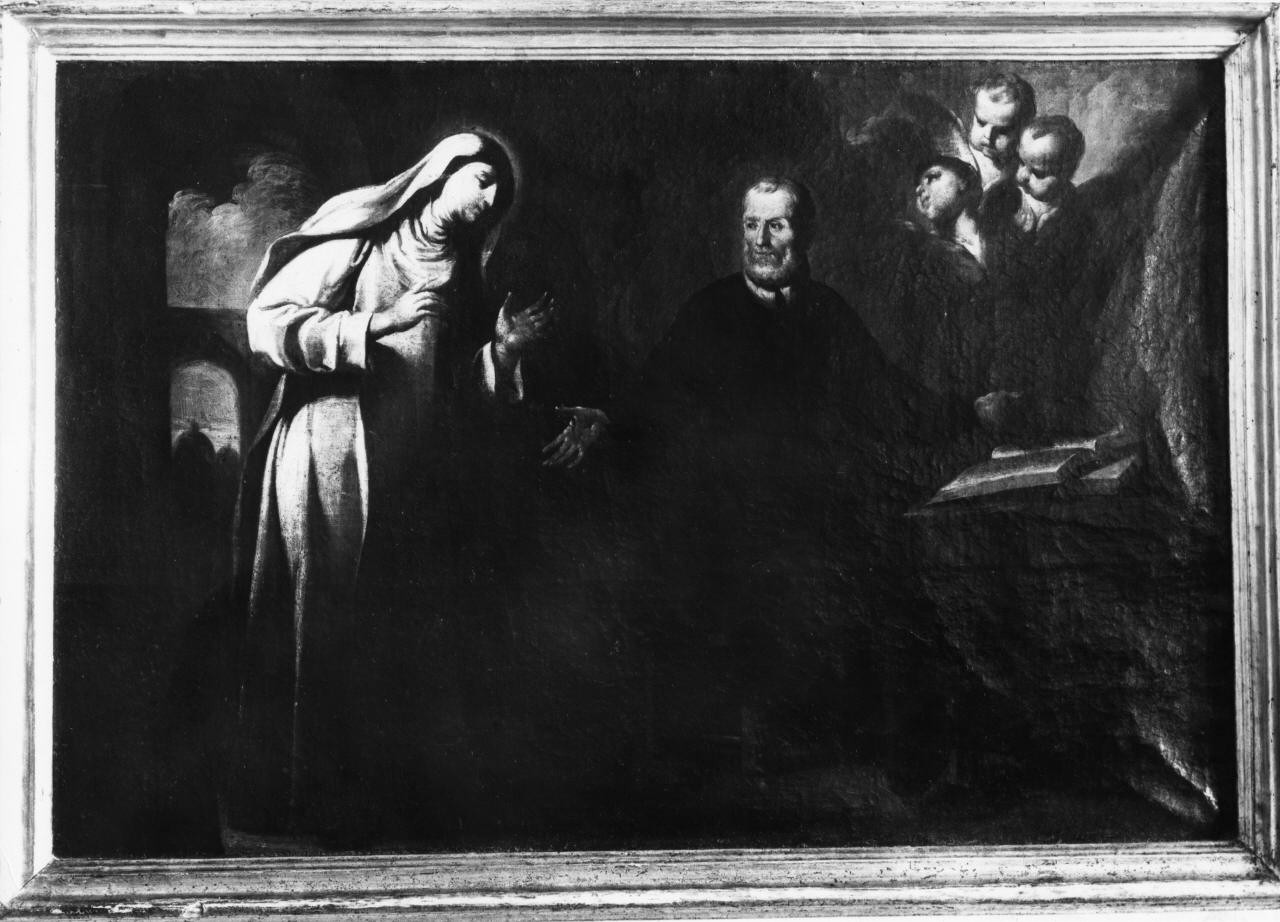Santa Caterina de' Ricci a colloquio con San Filippo Neri (dipinto) di Ferretti Giovanni Domenico (attribuito) (sec. XVIII)