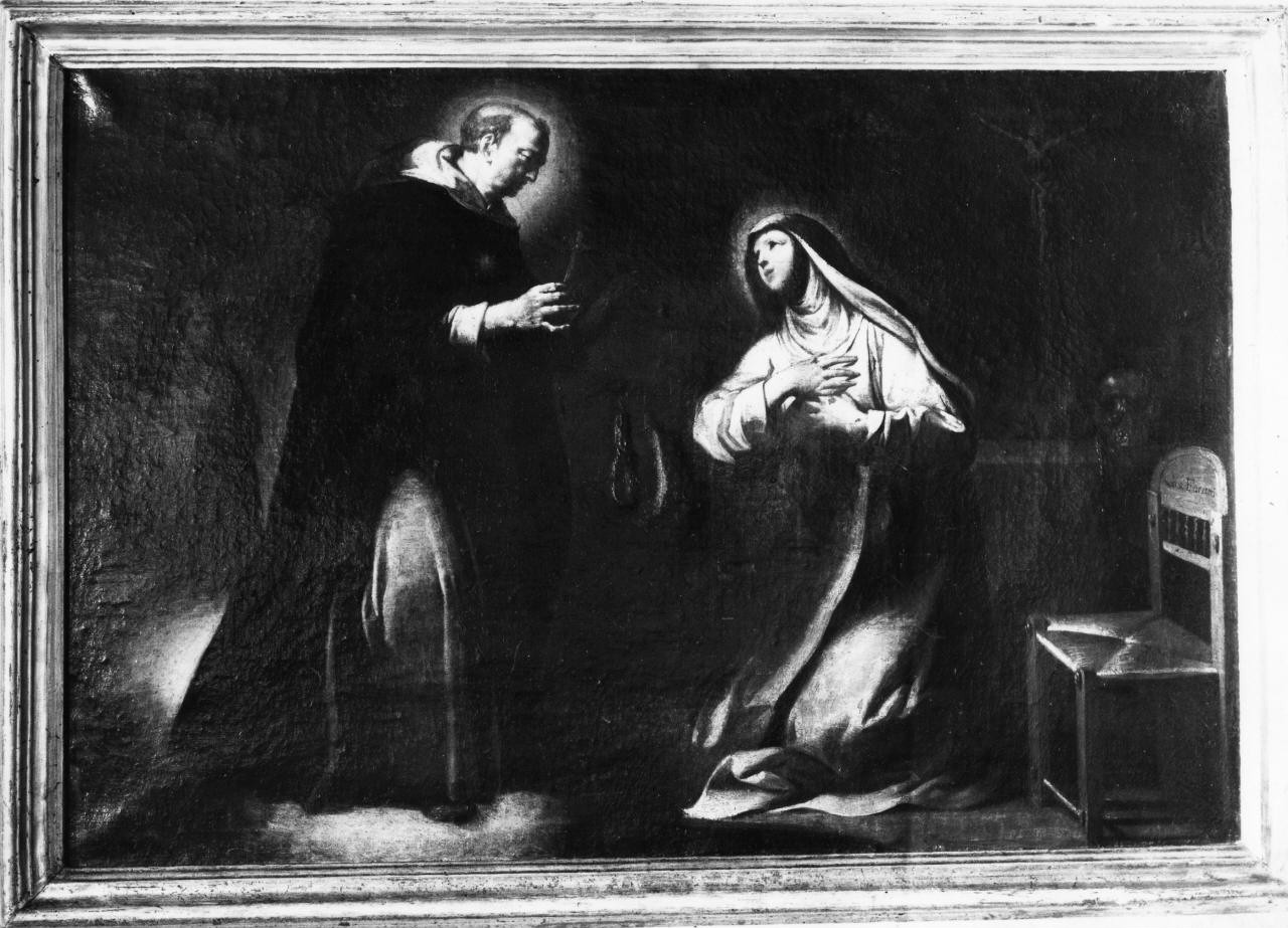 San Tommaso restituisce il crocifisso a Santa Caterina de' Ricci (dipinto) di Ferretti Giovanni Domenico (attribuito) (sec. XVIII)