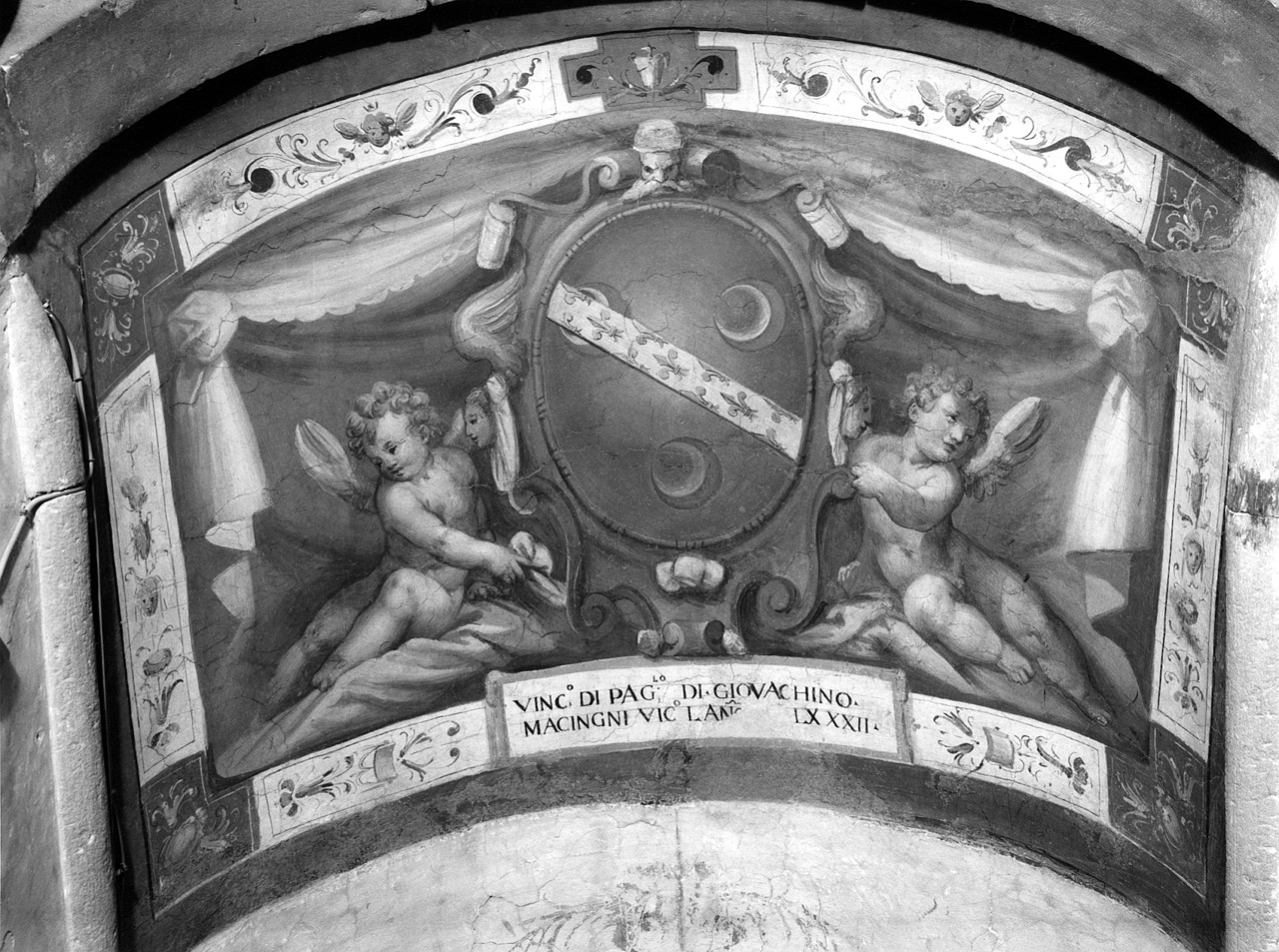 stemma gentilizio della famiglia Macigni (dipinto, complesso decorativo) - ambito toscano (sec. XVI)
