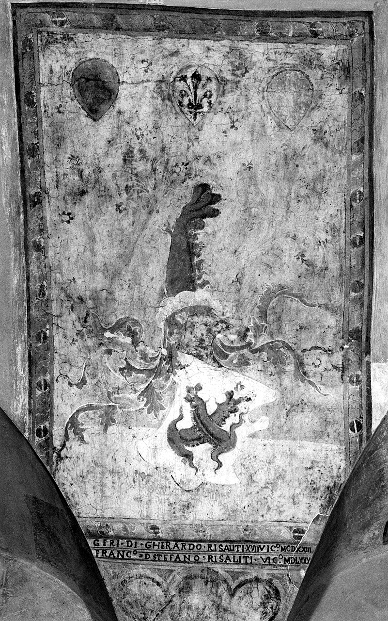 stemma gentilizio della famiglia Risaliti (dipinto) - ambito toscano (sec. XV)