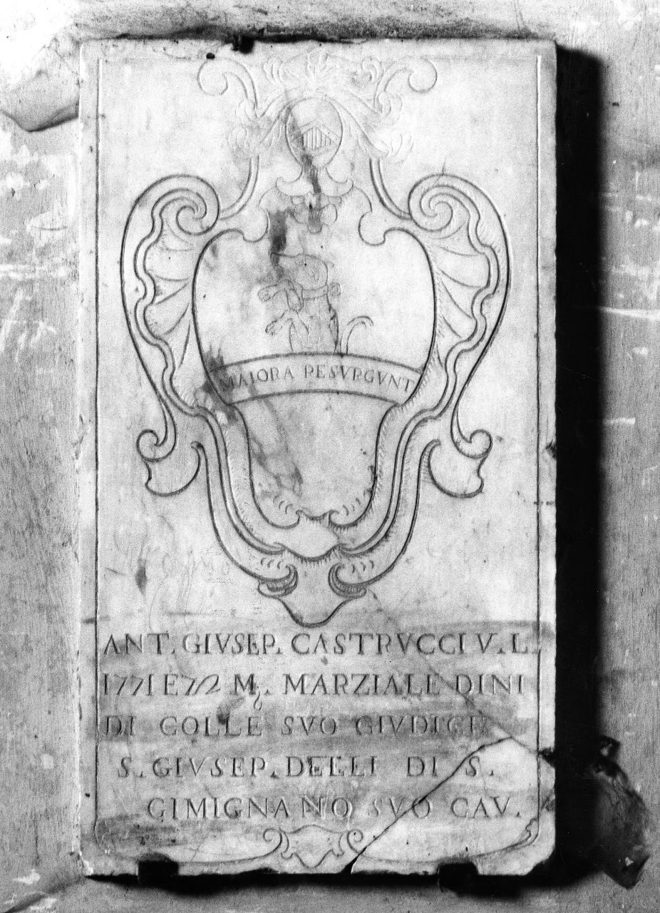 stemma gentilizio della famiglia Castrucci (lapide) - ambito toscano (sec. XVIII)