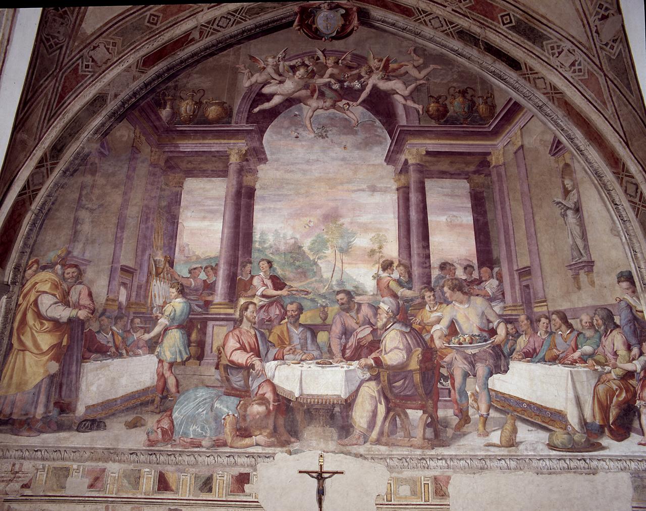 cena in casa di Simone il fariseo (dipinto) di Santi di Tito (sec. XVI)