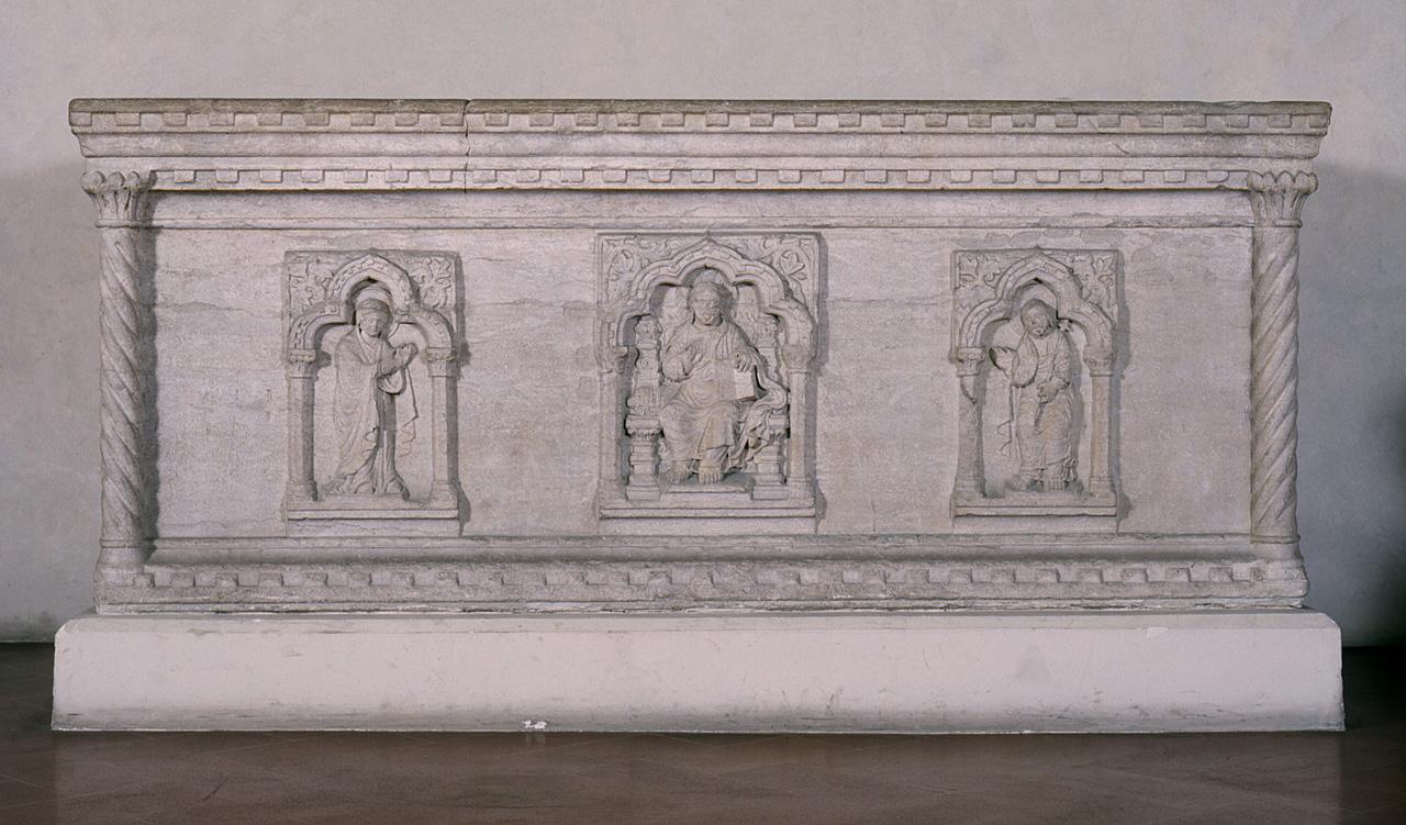 Cristo Pantocratore tra Madonna e San Giovanni Battista (sarcofago) - bottega veneziana (sec. XIV)