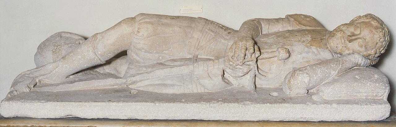 figura maschile distesa (monumento funebre) - produzione Italia settentrionale (secondo quarto sec. XVI)