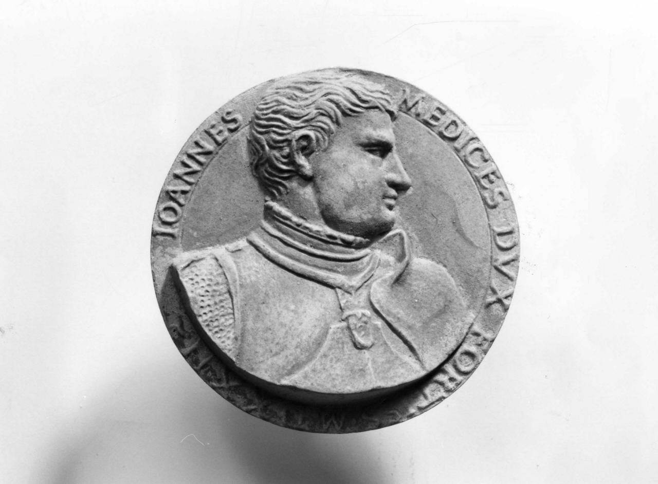 ritratto di Giovanni de' Medici dalle Bande Nere (calco di medaglia) di Lelli Oronzio (bottega) (sec. XIX)