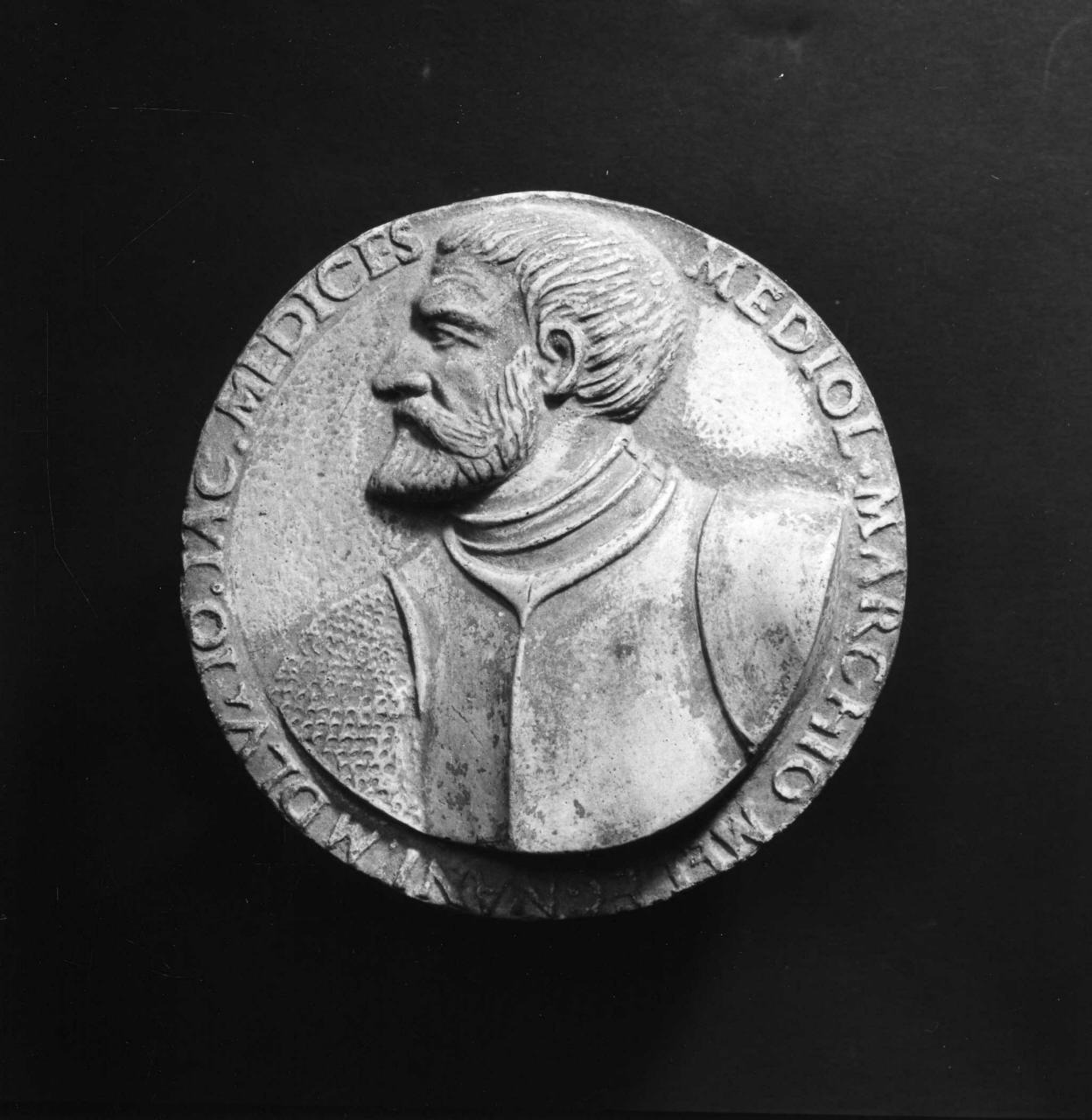 ritratto di Giangiacomo de' Medici marchese di Marignano (calco di medaglia) di Lelli Oronzio (bottega) (sec. XIX)