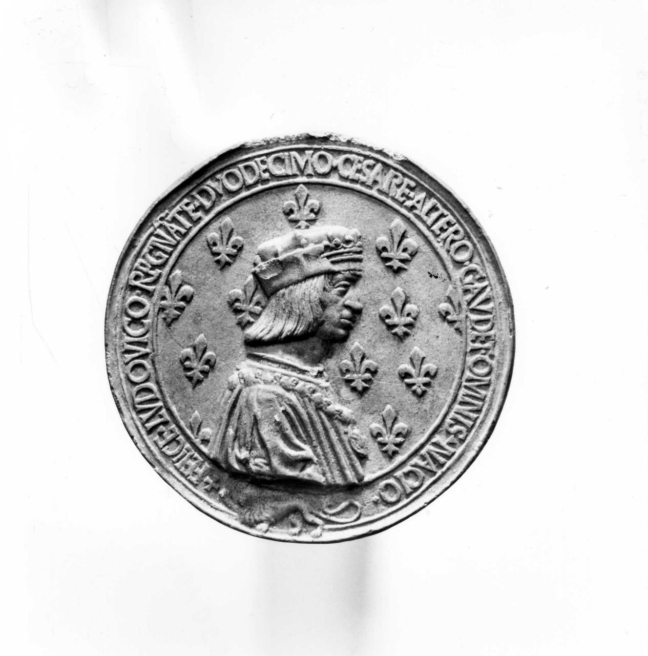 ritratto di Luigi XII (calco di medaglia) di Lelli Oronzio (bottega) (sec. XIX)