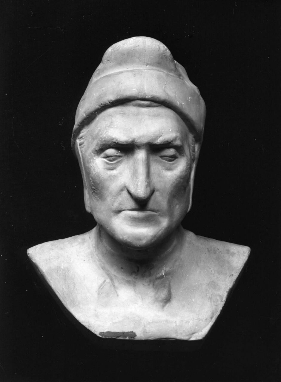 ritratto di Dante Alighieri (calco, elemento d'insieme) di Lelli Oronzio (bottega) (sec. XIX)