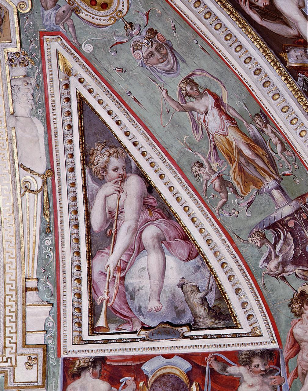 allegoria della Fama (dipinto) di Vasari Giorgio, Marchetti Marco detto Marco da Faenza (sec. XVI)