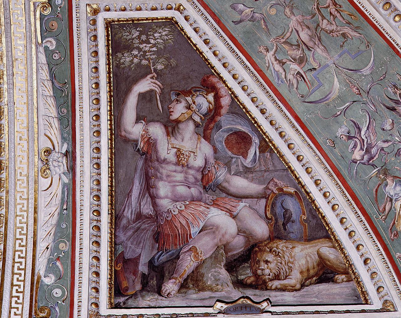 allegoria della Fortezza (dipinto) di Vasari Giorgio, Marchetti Marco detto Marco da Faenza (sec. XVI)