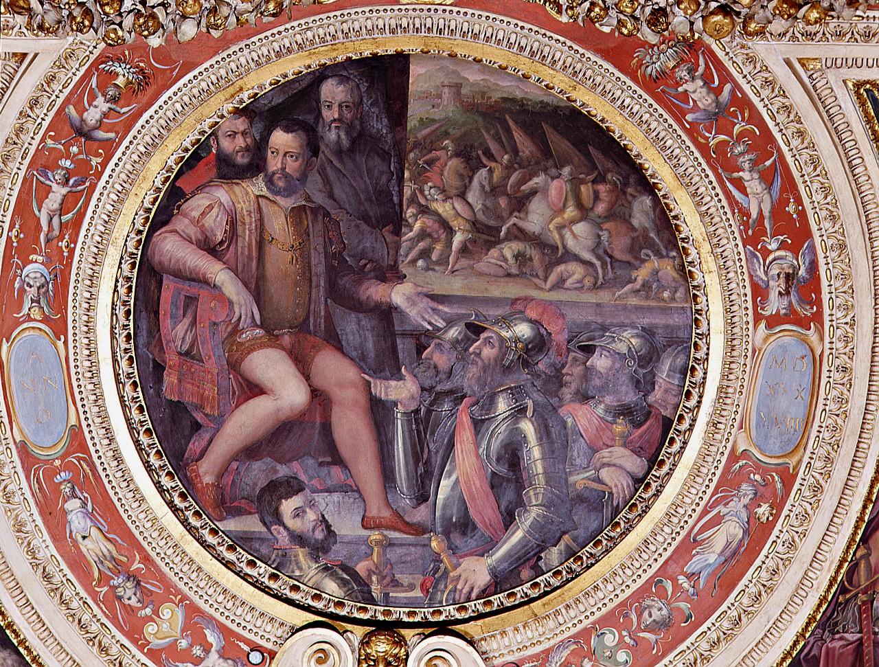Cosimo I de' Medici ordina di soccorrere Serravalle (dipinto) di Vasari Giorgio, Van der Straet Jan detto Giovanni Stradano (sec. XVI)