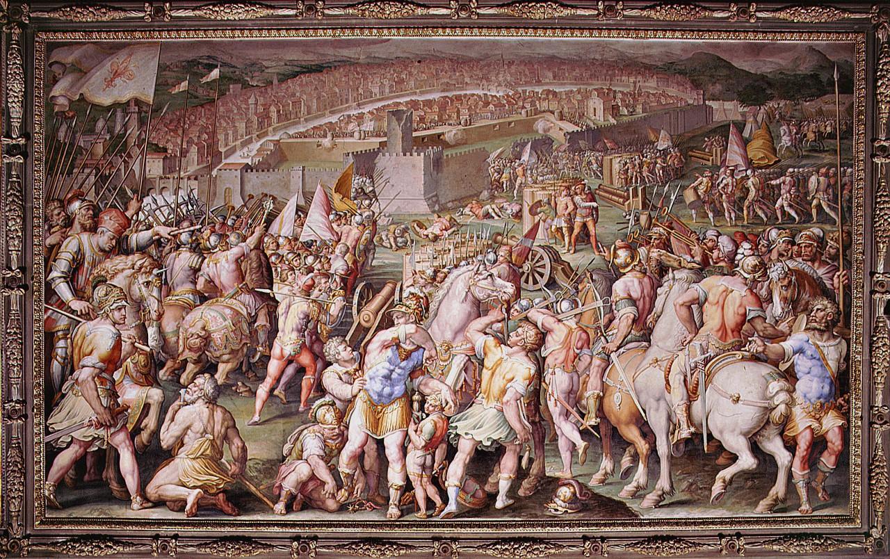 presa della Fortezza di Stampace a Pisa (dipinto) di Vasari Giorgio, Naldini Giovanni Battista, Zucchi Jacopo (sec. XVI)