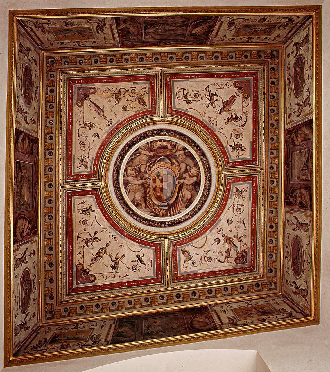 motivi decorativi a grottesche (soffitto dipinto) di Vasari Giorgio, Marchetti Marco detto Marco da Faenza (sec. XVI)