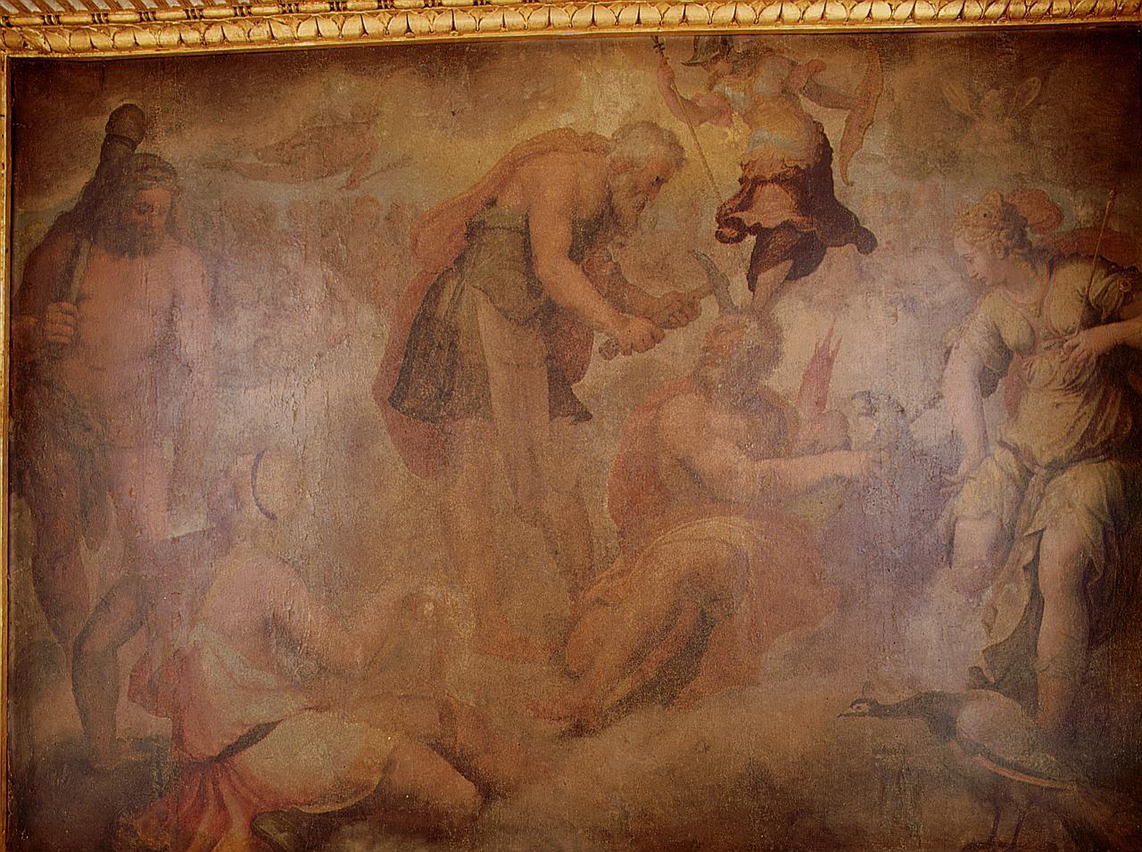 nascita di Minerva dalla testa di Giove (dipinto) di Vasari Giorgio, Van der Straet Jan detto Giovanni Stradano (sec. XVI)