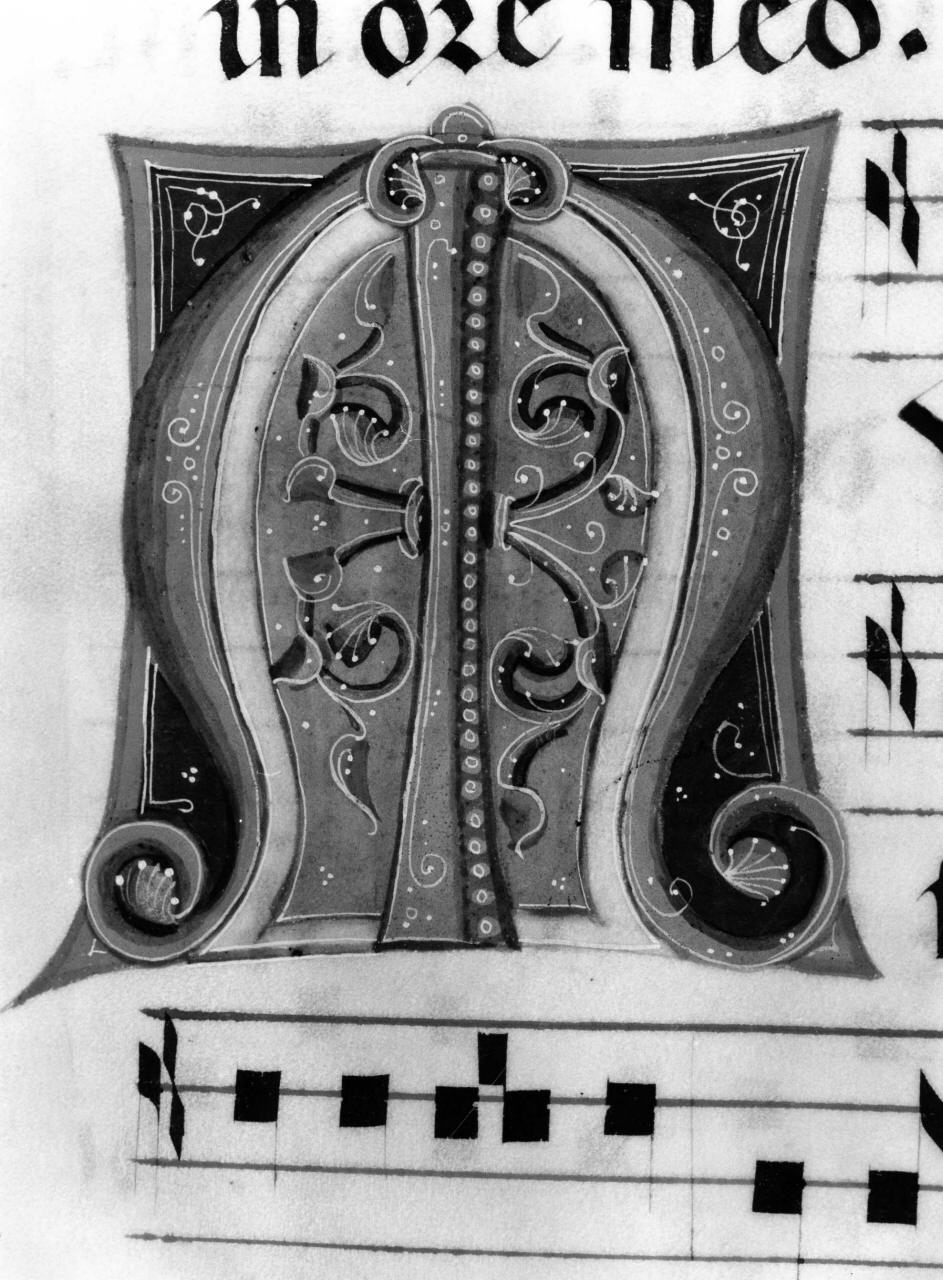 lettera M (miniatura) di Primo Maestro di S. Eugenio, Secondo Maestro di S. Eugenio (sec. XIV)