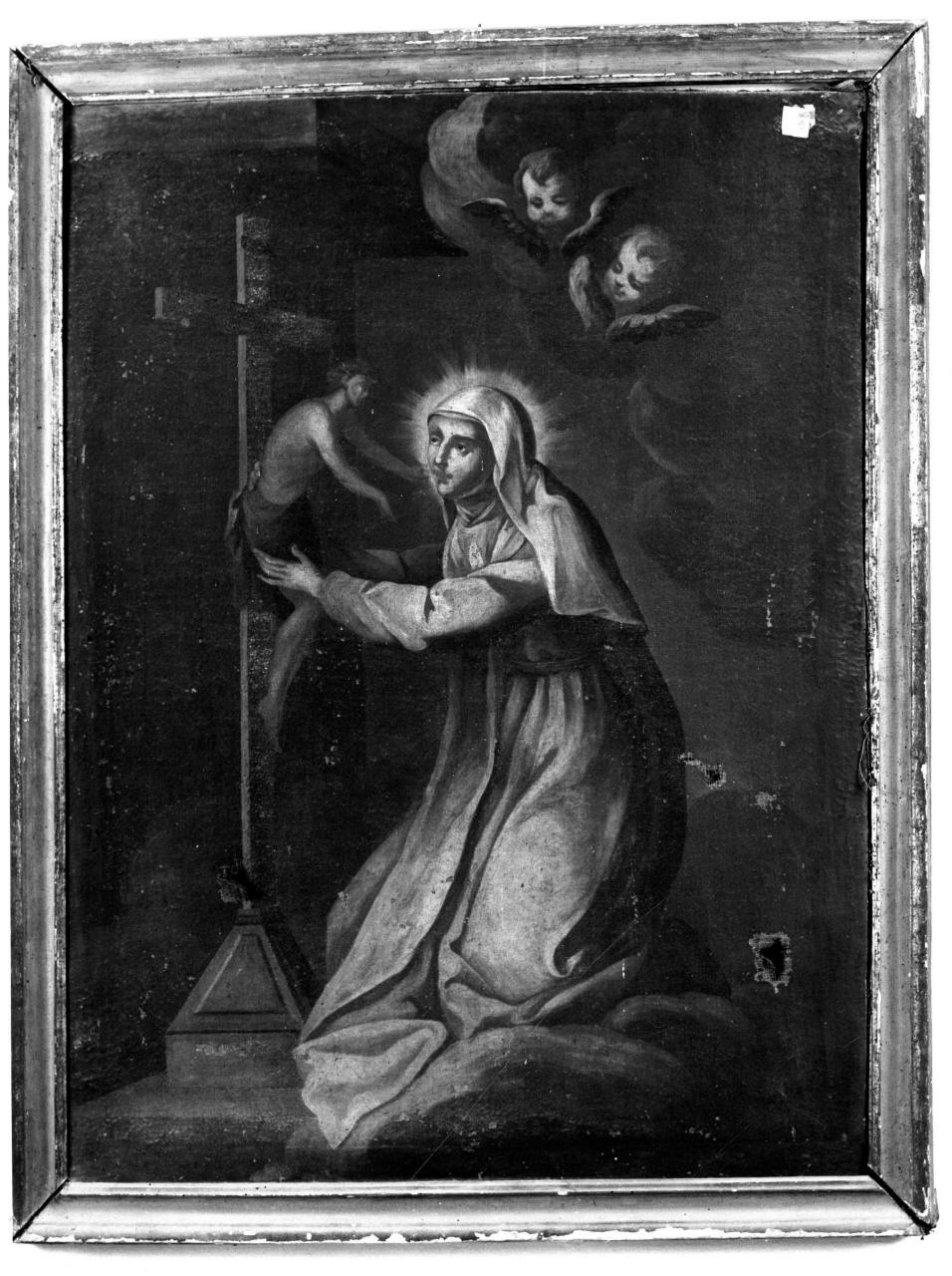Santa Maria Maddalena dei Pazzi accoglie in grembo il Cristo crocifisso (dipinto) - ambito fiorentino (prima metà sec. XVII)