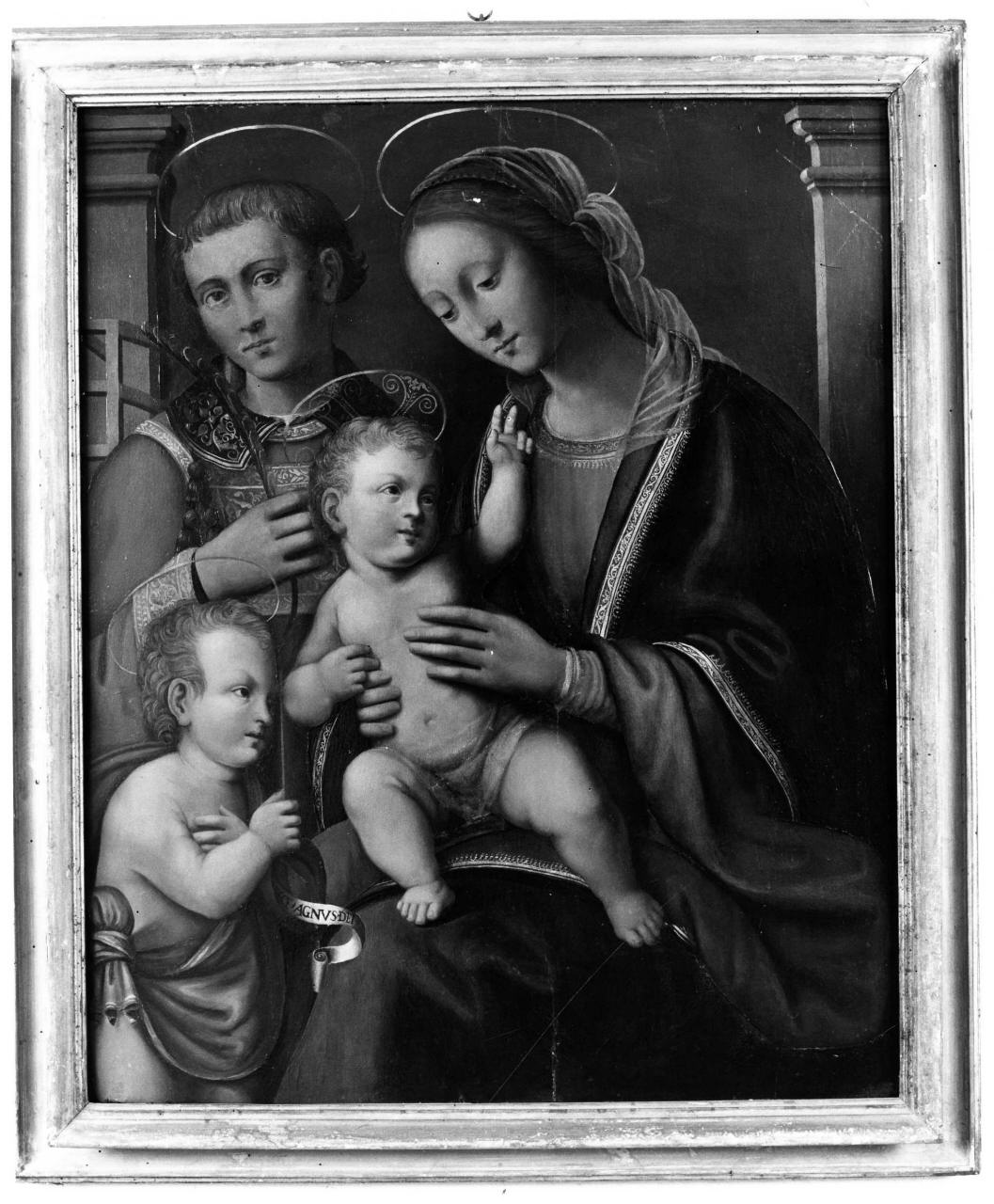 Madonna con Bambino, san Giovannino e san Lorenzo (dipinto) - ambito toscano (sec. XIX)