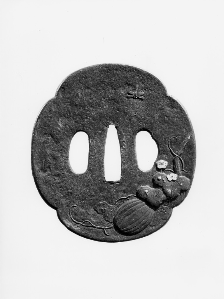 fiori (guradamano da sciabola - tsuba quadrilobata) - manifattura giapponese (fine/inizio secc. XVII/ XVIII)