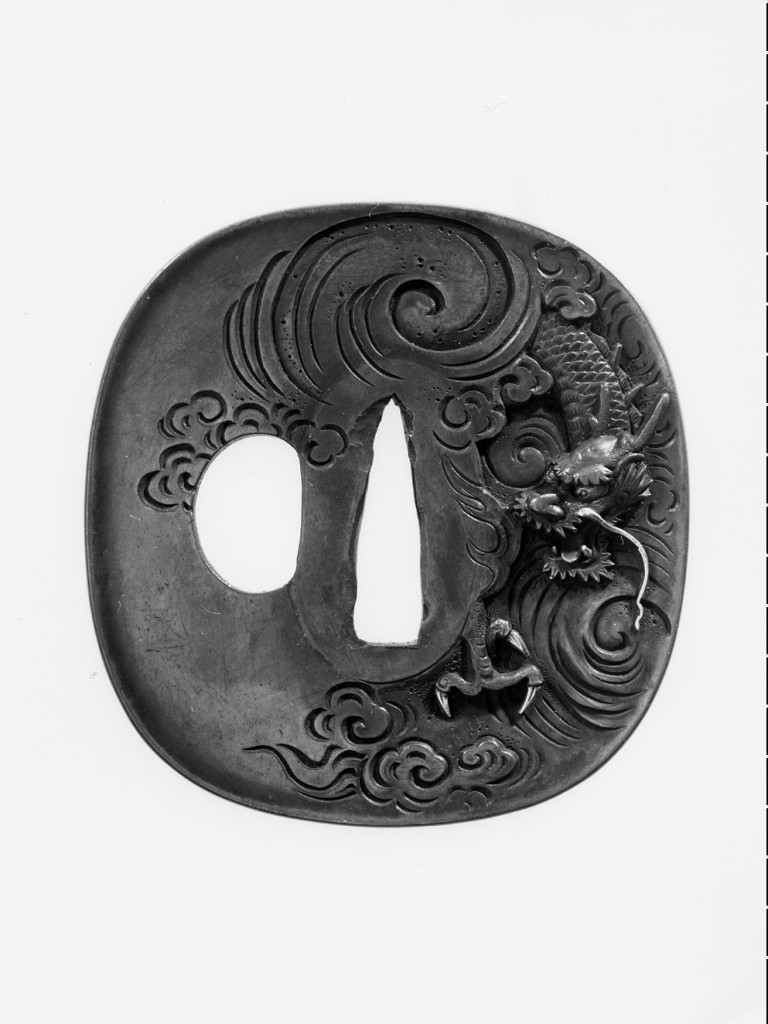 drago (guradamano da sciabola - tsuba squadrata ad angoli smussati) - scuola Tsuchiya (terzo quarto sec. XVIII)