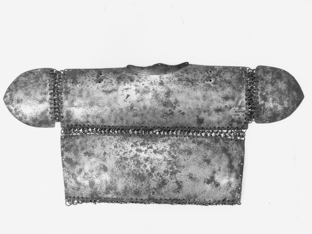 lama di scollo dorasale di corazza a piastre e lamelle - korazin, elemento d'insieme - manifattura ottomana (sec. XVI)