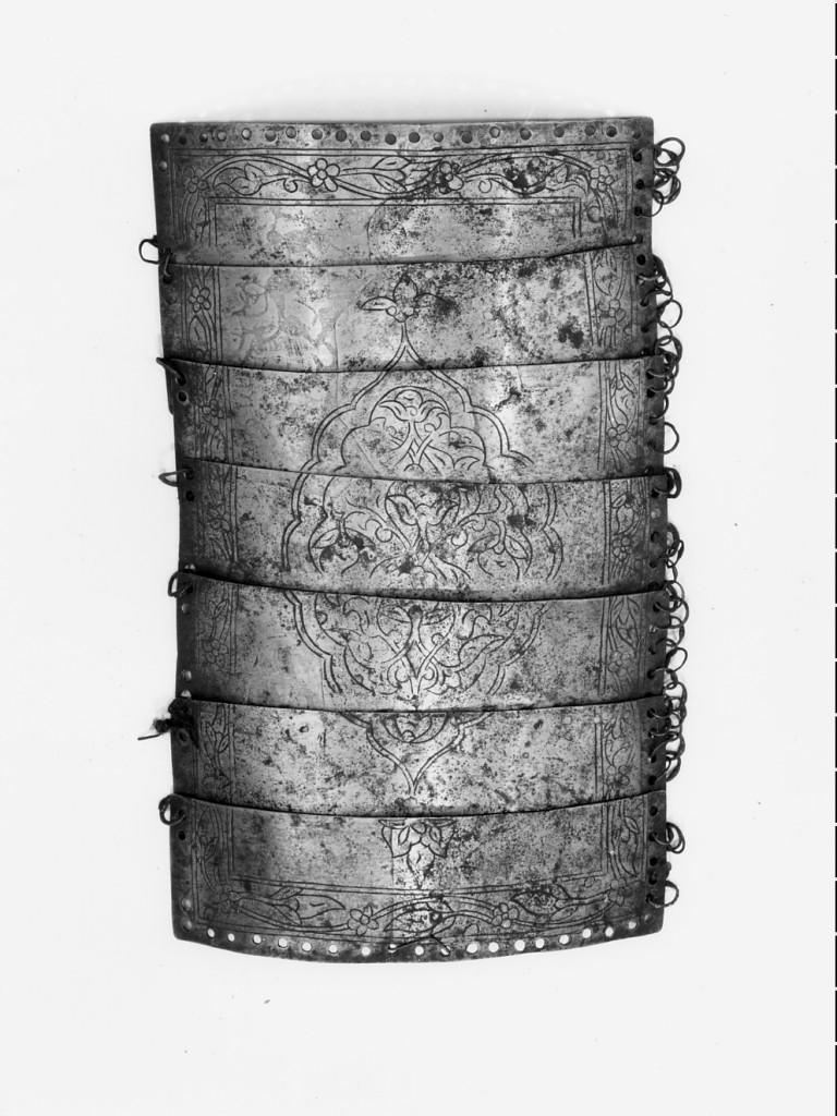 motivi decorativi vegetali stilizzati (giaco a maglia, lamelle e piastre - jawshan, frammento) - manifattura ottomana (prima metà sec. XVI)