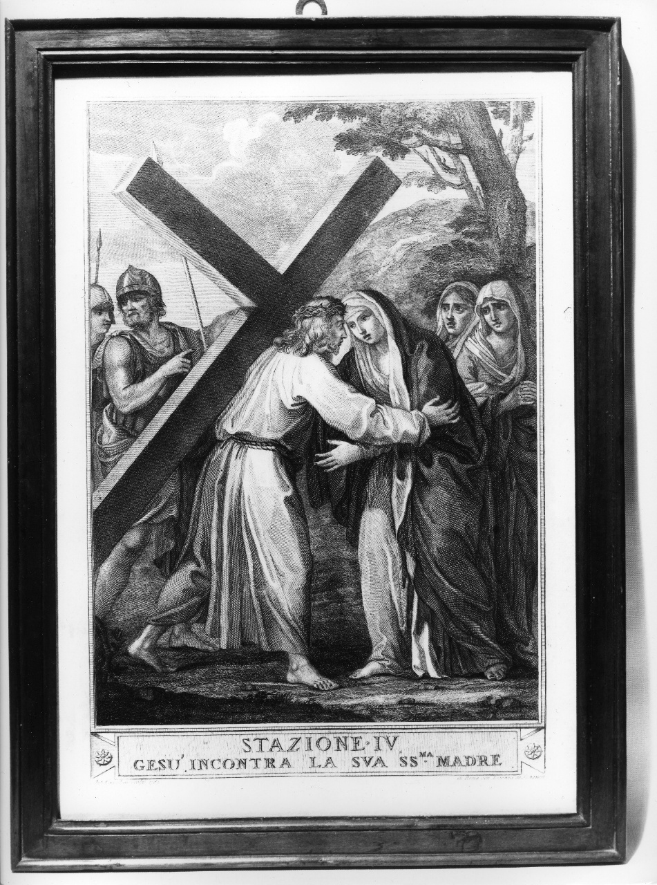 stazione IV: Gesù incontra la Madonna (stampa, serie) di Capellan Antonio (attribuito) (sec. XVIII)
