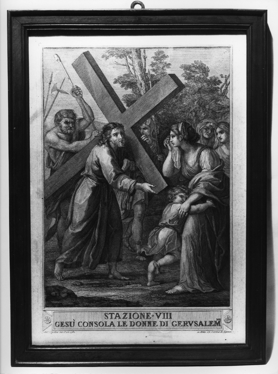 stazione VIII: Gesù consola le donne di Gerusalemme (stampa, serie) di Capellan Antonio (attribuito) (sec. XVIII)