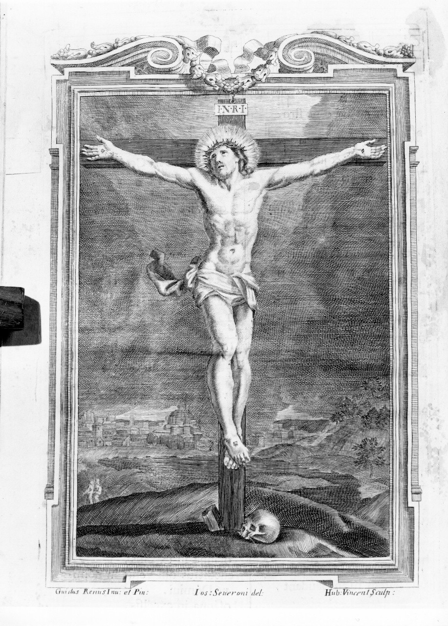 Crocifissione di Cristo (stampa) di Severoni Giuseppe (attribuito), Hubert Vincent (attribuito) (sec. XVIII)