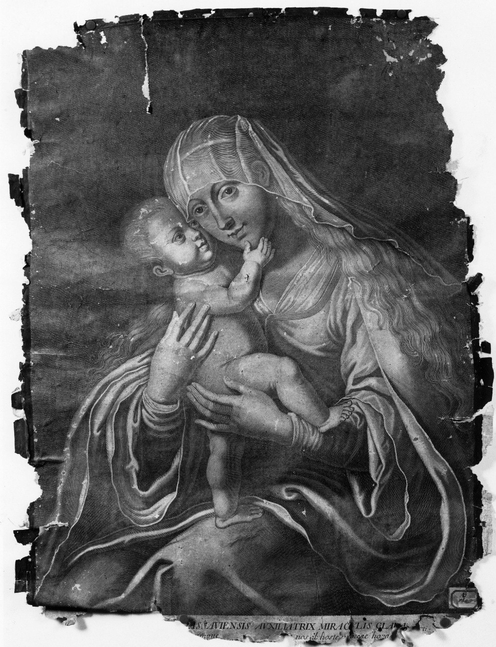 Madonna con Bambino (stampa) - ambito italiano (secc. XVII/ XVIII)