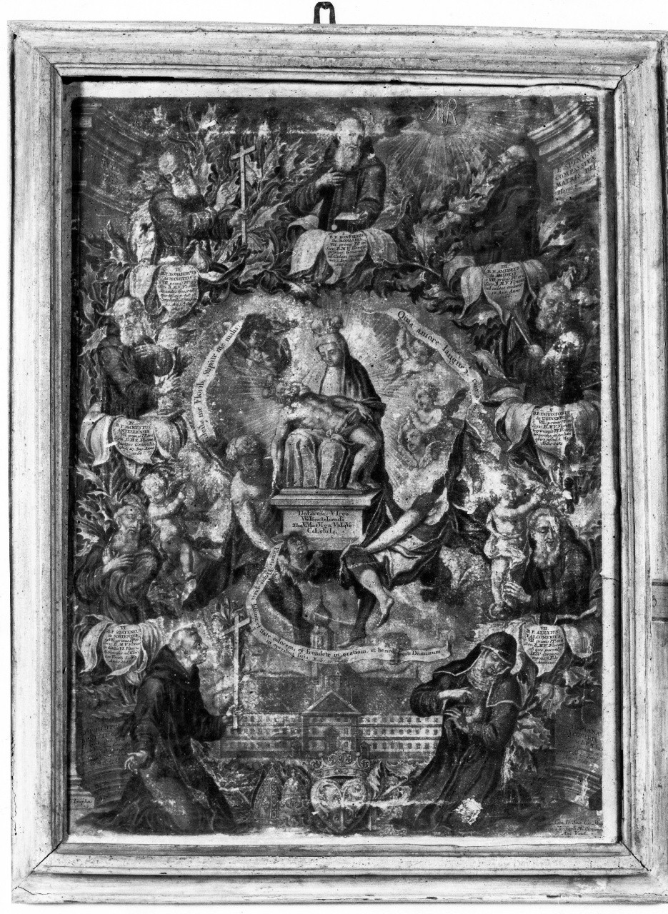 Madonna con Bambino in trono tra santi (stampa) di Waltman I (attribuito) (sec. XVIII)