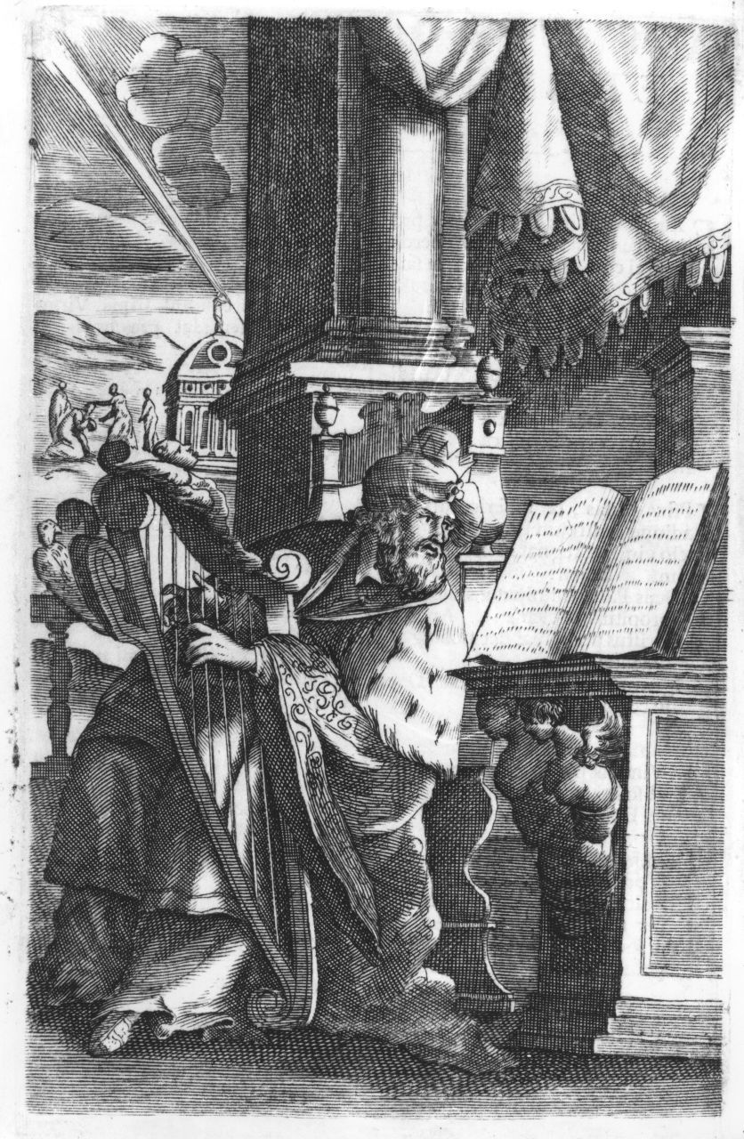 David suona l'arpa (stampa) - ambito Italia settentrionale (sec. XIX)