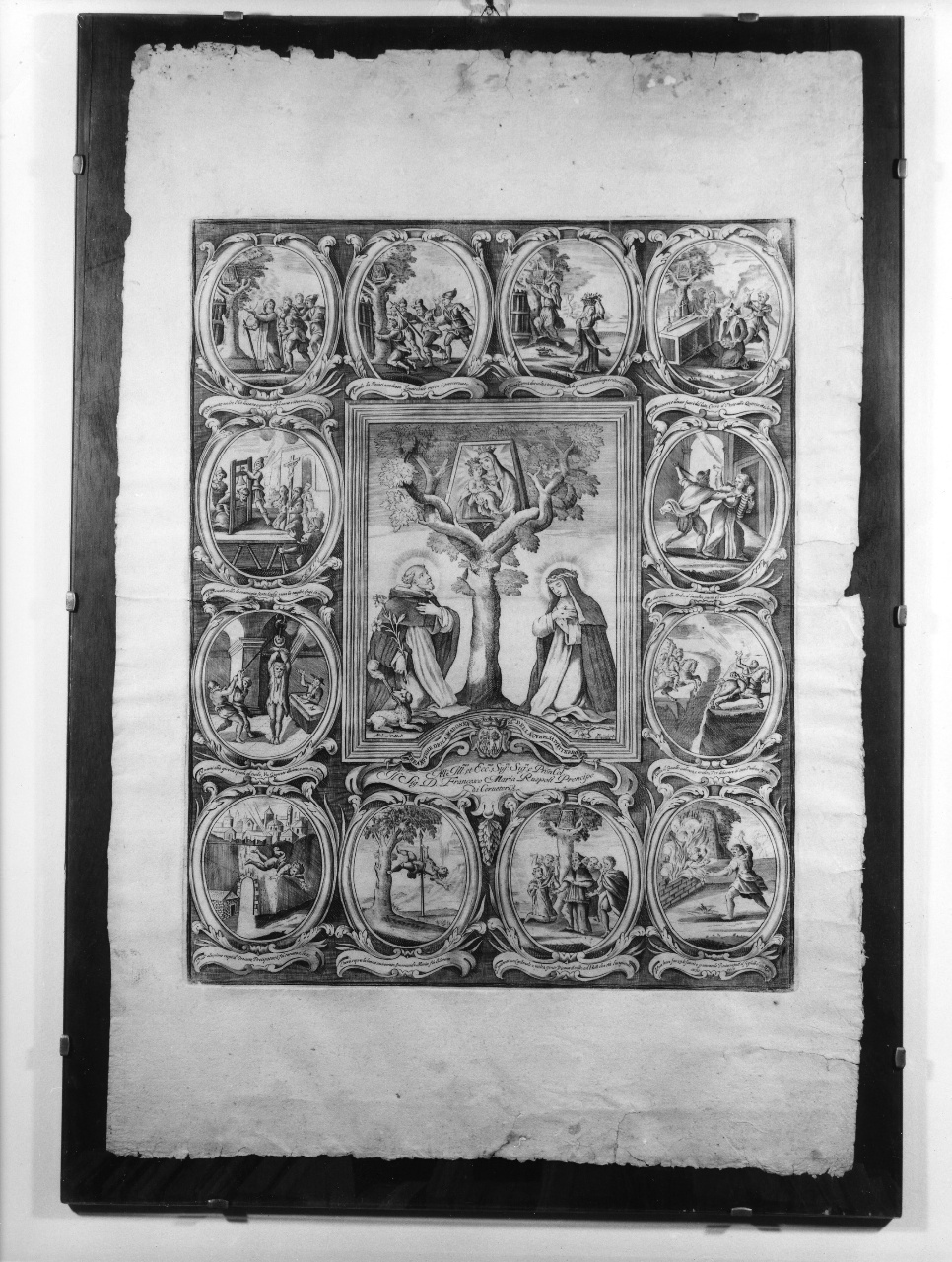 Madonna della Quercia con scene di miracoli (stampa, serie) di Portio Aniello, De Palma Antonio (ultimo quarto sec. XVII)