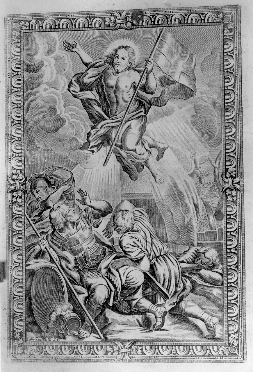 crocifissione di Cristo con la Madonna, san Giovanni evangelista e santa Maria Maddalena (stampa) di Piccini Elisabetto detta Suor Isabella (sec. XVIII)