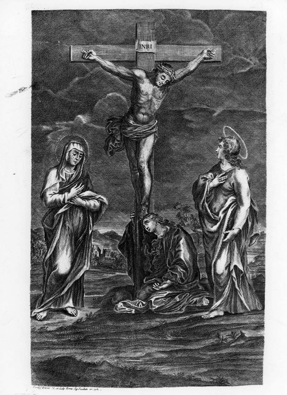 Cristo Crocifisso (stampa) di Grandi Carlo (sec. XVIII)