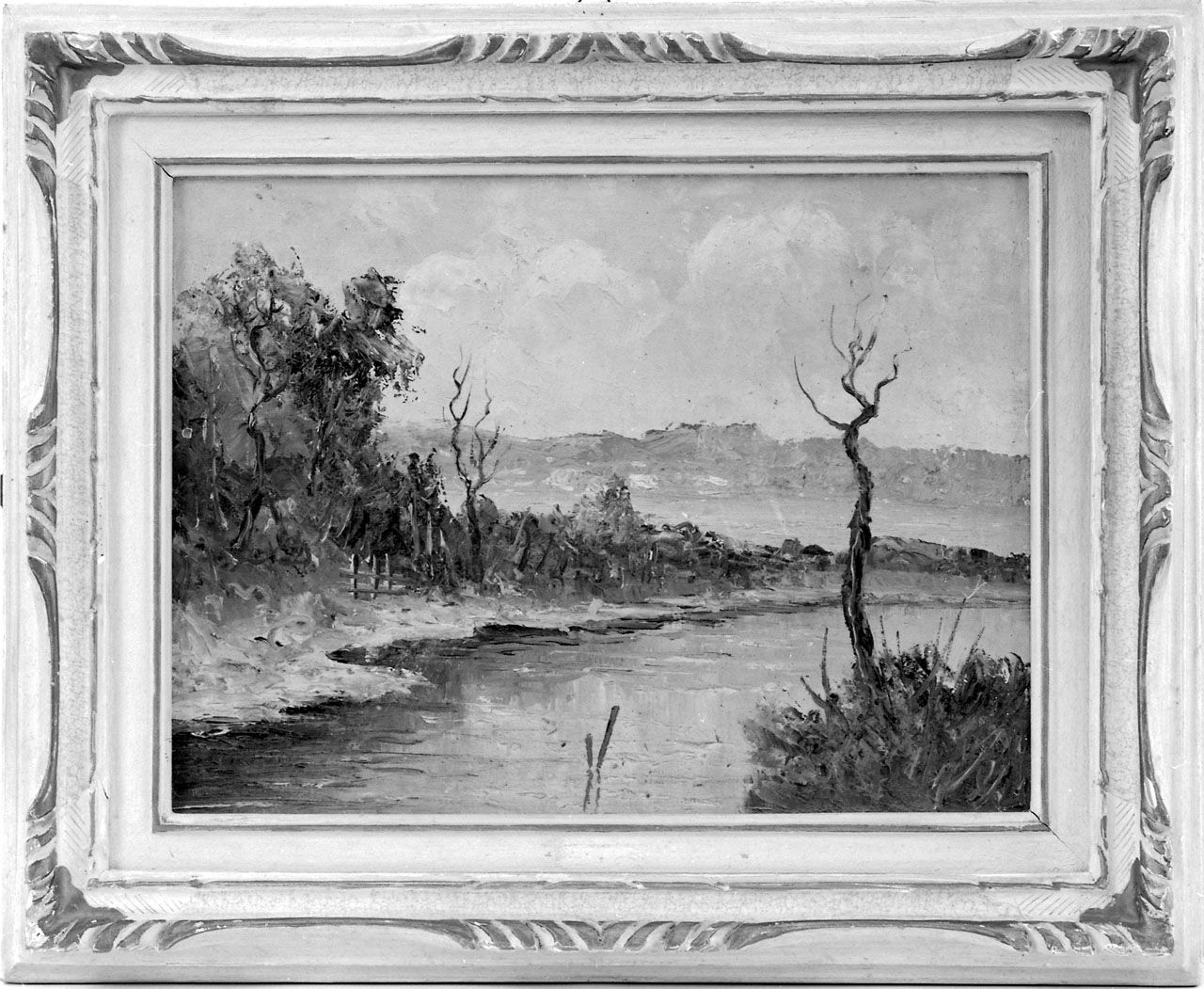paesaggio lacustre (dipinto, opera isolata) - ambito italiano (seconda metà sec. XX)
