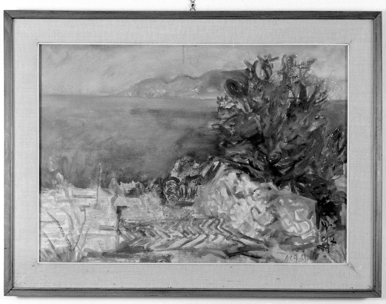 Da Giannutri, paesaggio marino (dipinto, opera isolata) di Fabbri Alfredo (sec. XX)