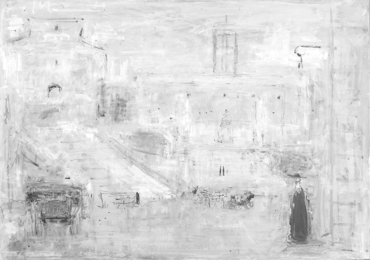 veduta di Roma con l'Ara Coeli ed il Campidoglio (dipinto, opera isolata) - ambito italiano (seconda metà sec. XX)