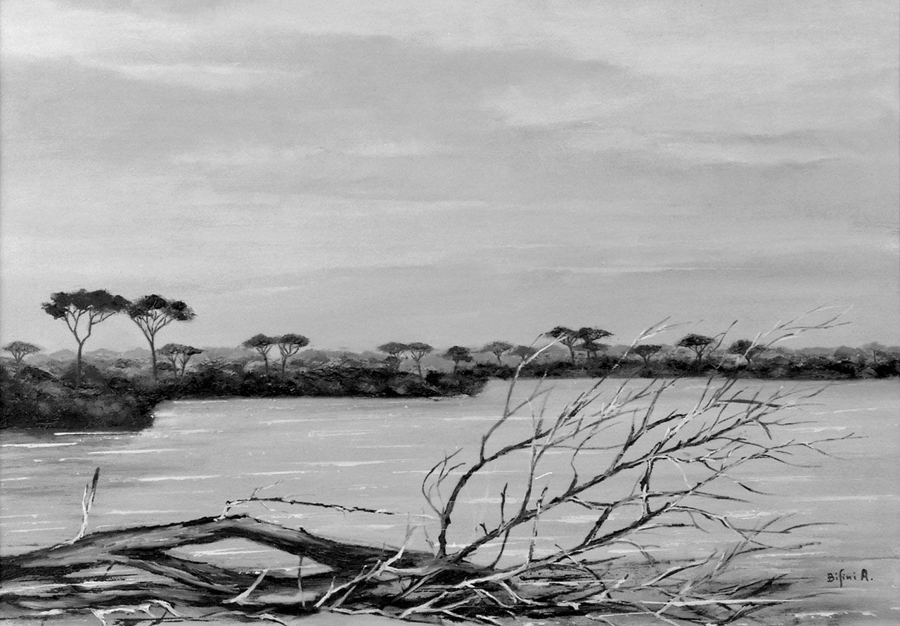 paesaggio con alberi (dipinto, opera isolata) di Bifini Alberto (ultimo quarto sec. XX)
