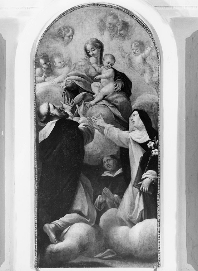 Madonna del Rosario con San Domenico e Santa Caterina da Siena (dipinto) - ambito senese (metà sec. XVII)