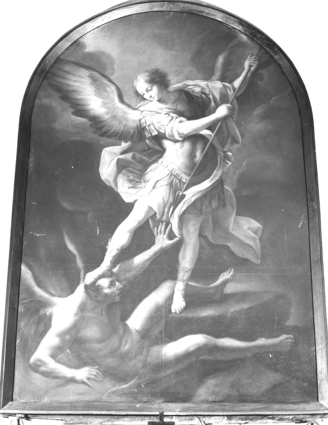 San Michele Arcangelo schiaccia il demonio (dipinto) - ambito toscano (metà sec. XVIII)