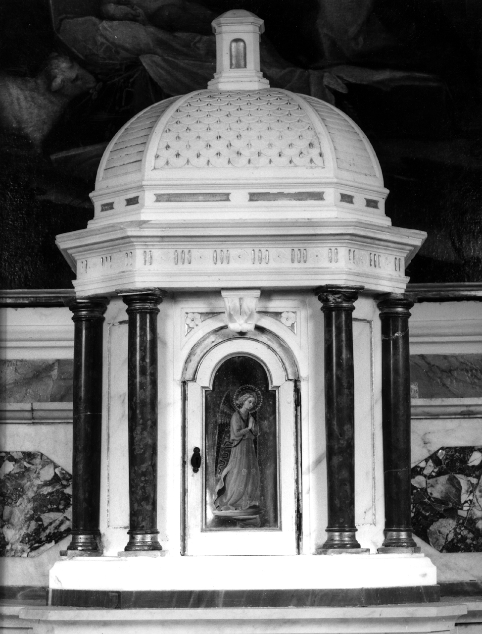 tabernacolo - a frontale architettonico - bottega senese, ambito senese (sec. XIX)